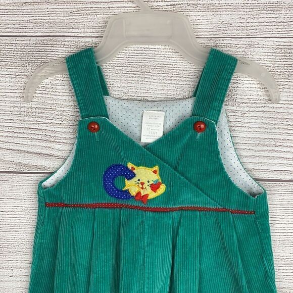 Vintage Corduroy Alphabet Baby Cotton Green Overalls 12 m - Picture 2 of 8